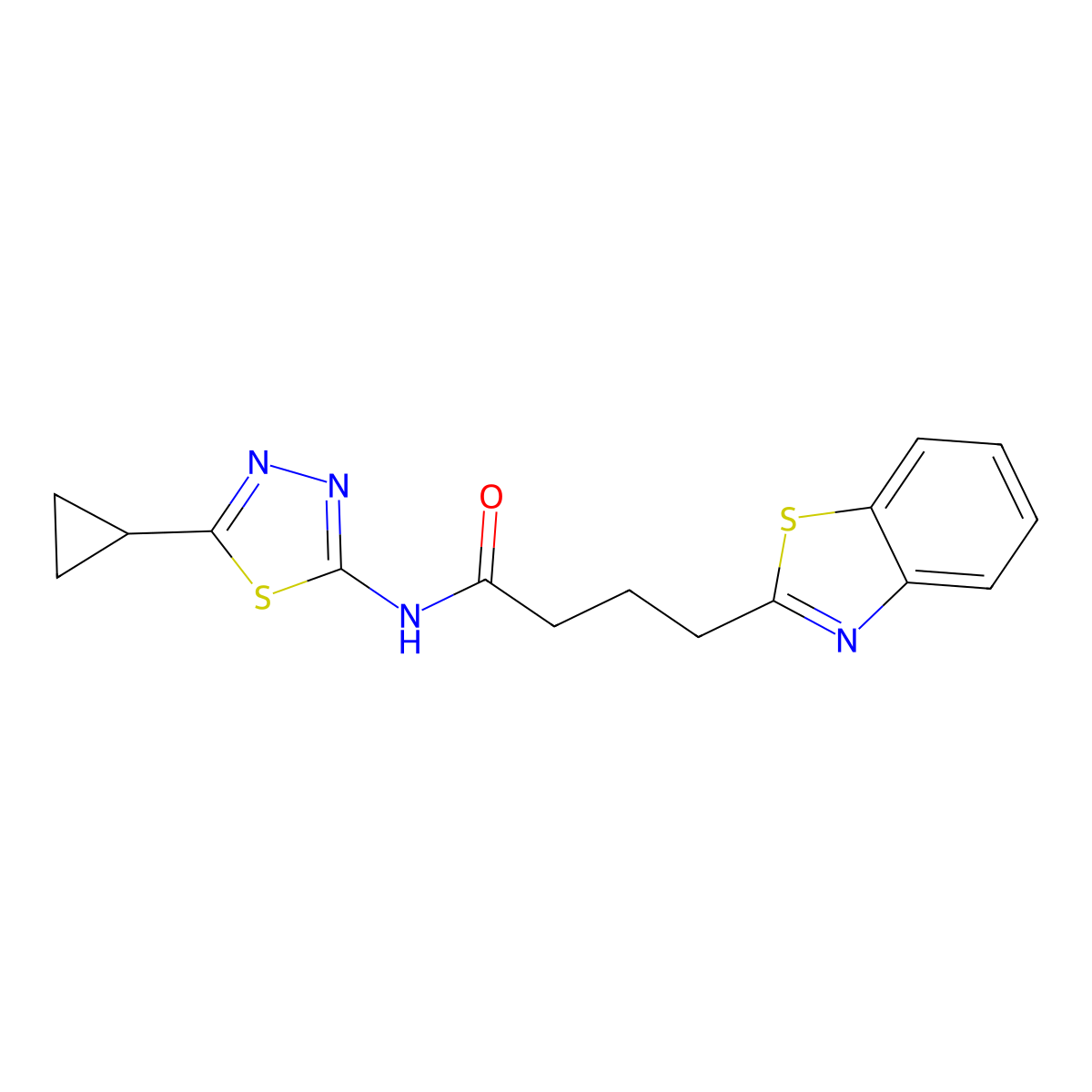 4-(1,3-benzothiazol-2-yl)-N-(5-cyclopropyl-1,3,4-thiadiazol-2-yl)butanamide molecular structure, CAS 1089625-78-4