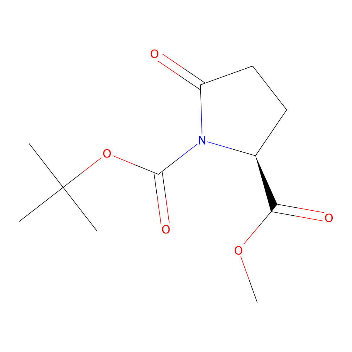 1-O-tert-butyl 2-O-methyl (2S)-5-oxopyrrolidine-1,2-dicarboxylate molecular structure, CAS 108963-96-8