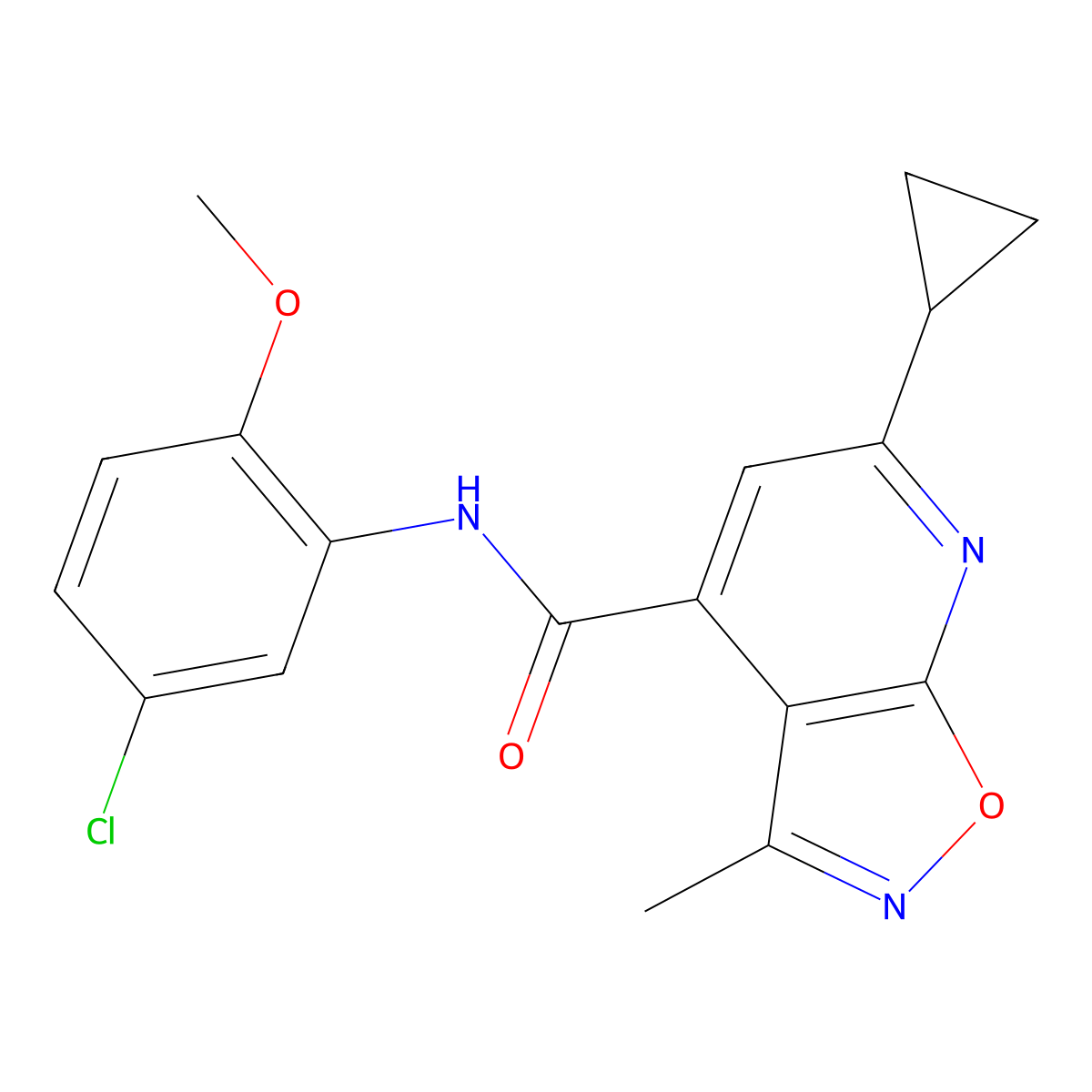 N-(5-chloro-2-methoxyphenyl)-6-cyclopropyl-3-methyl[1,2]oxazolo[5,4-b]pyridine-4-carboxamide molecular structure, CAS 1089630-03-4