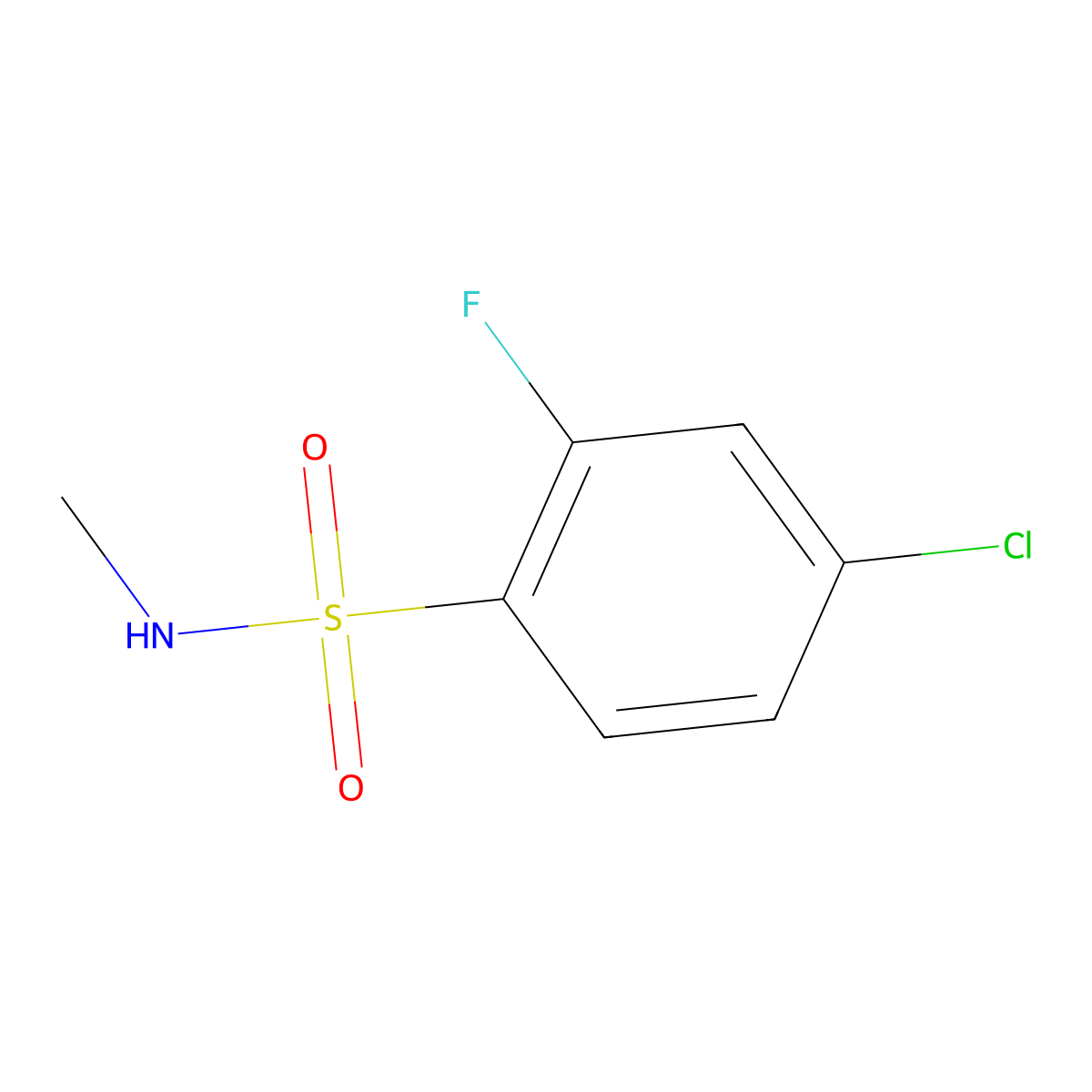 4-chloro-2-fluoro-N-methylbenzene-1-sulfonamide molecular structure, CAS 1089634-90-1