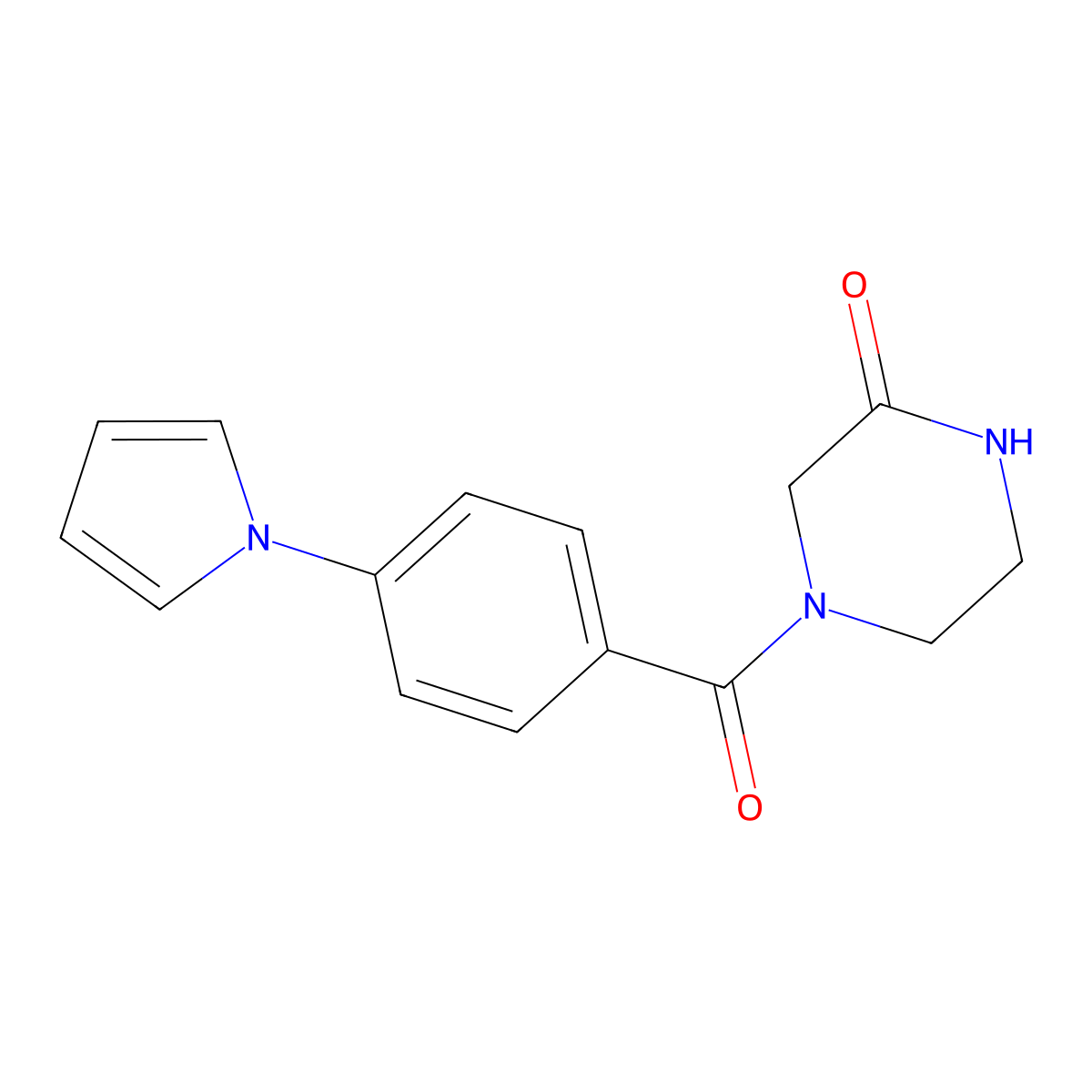 4-{[4-(1H-pyrrol-1-yl)phenyl]carbonyl}piperazin-2-one molecular structure, CAS 1089635-80-2