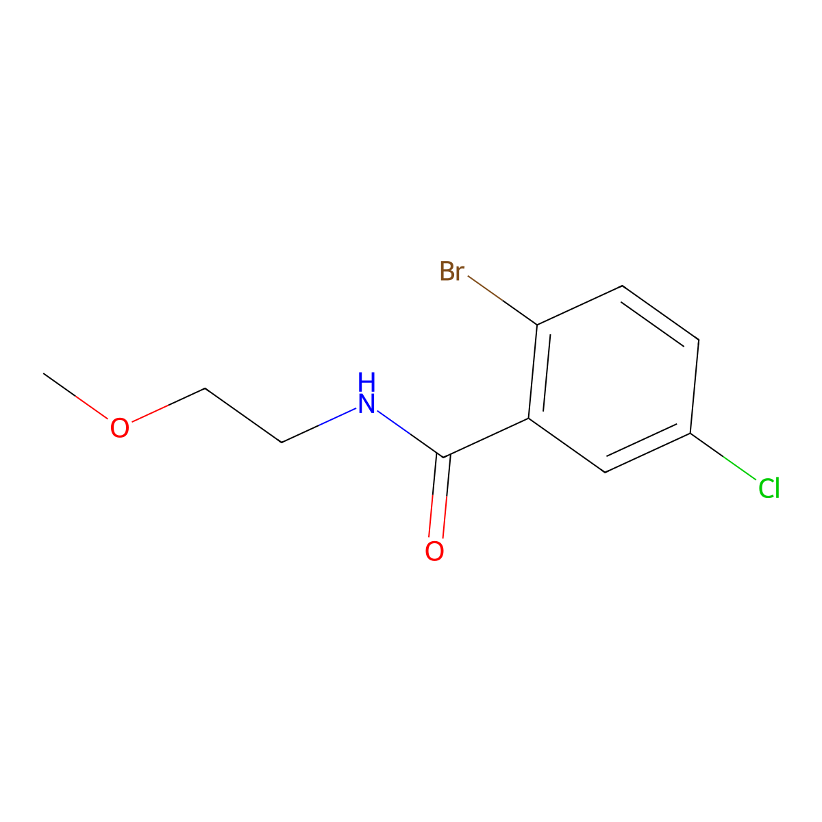 2-bromo-5-chloro-N-(2-methoxyethyl)benzamide molecular structure, CAS 1089636-52-1