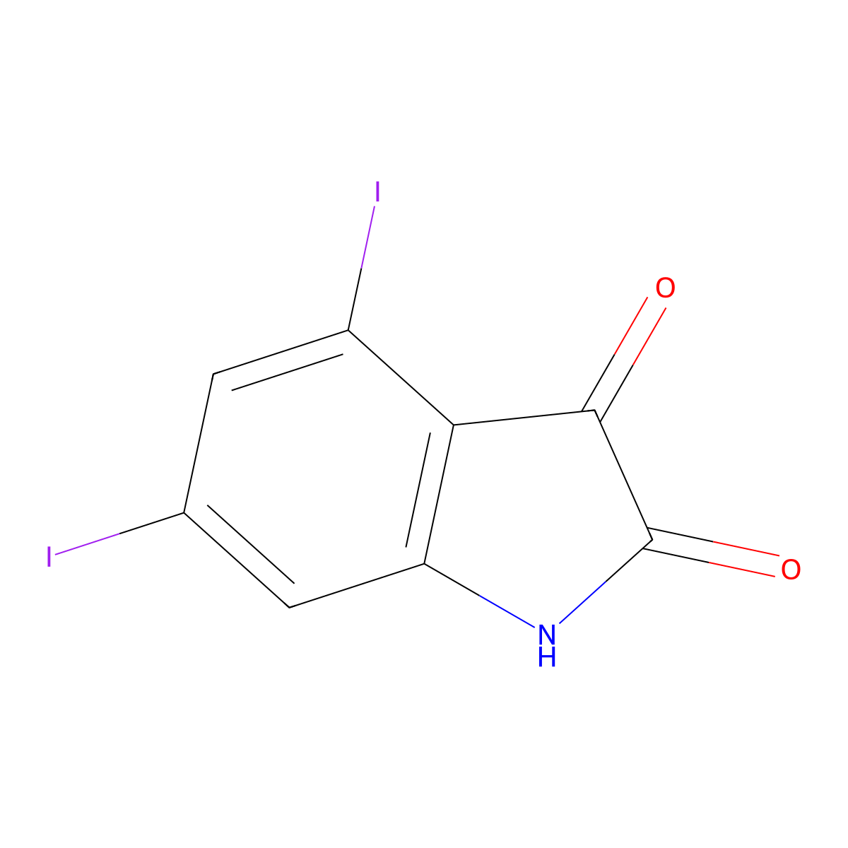 4,6-Diiodoindoline-2,3-dione molecular structure, CAS 1089663-47-7