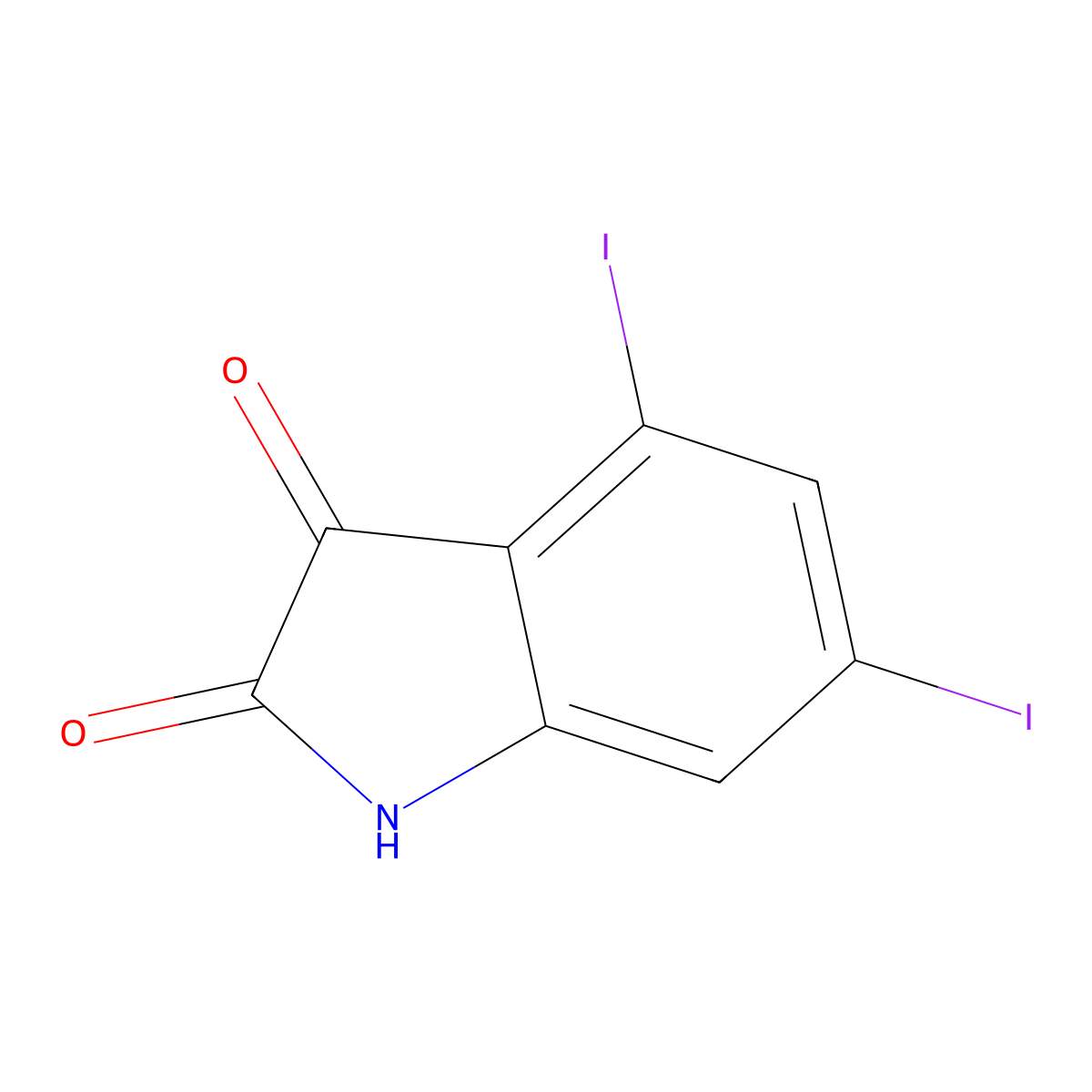 4,6-Diiodoindoline-2,3-dione molecular structure, CAS 1089663-47-7