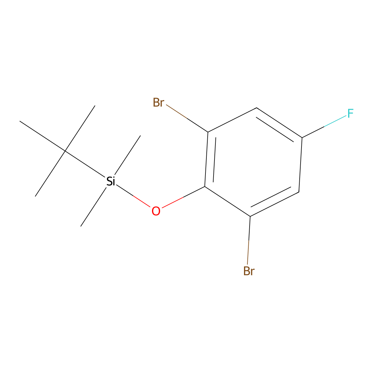 Tert-butyl(2,6-dibromo-4-fluorophenoxy)dimethylsilane molecular structure, CAS 1089665-86-0