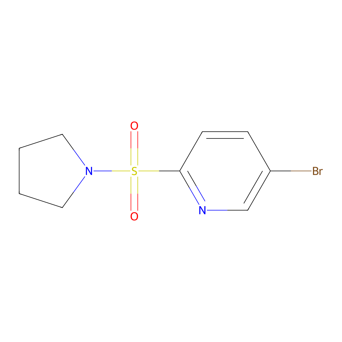5-Bromo-2-(1-pyrrolidinylsulfonyl)pyridine molecular structure, CAS 1089669-45-3