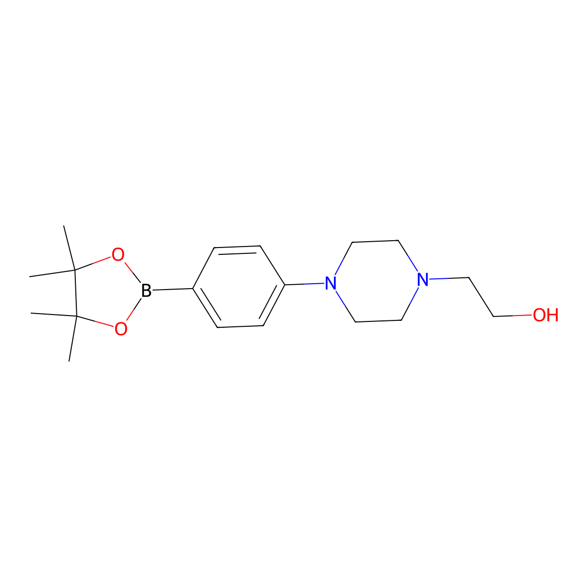2-(4-(4-(4,4,5,5-Tetramethyl-1,3,2-dioxaborolan-2-yl)phenyl)piperazin-1-yl)ethanol molecular structure, CAS 1089686-81-6
