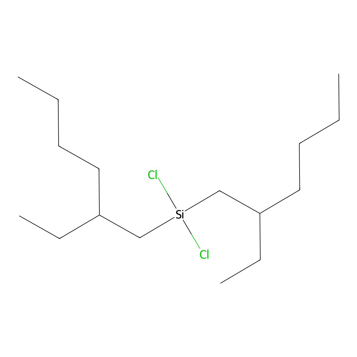 Dichlorobis(2-ethylhexyl)silane molecular structure, CAS 1089687-03-5