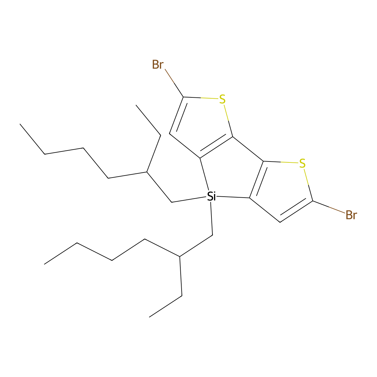 2,6-dibromo-4,4-bis(2-ethylhexyl)-4H-Silolo[3,2-b:4,5-b']dithiophene molecular structure, CAS 1089687-05-7