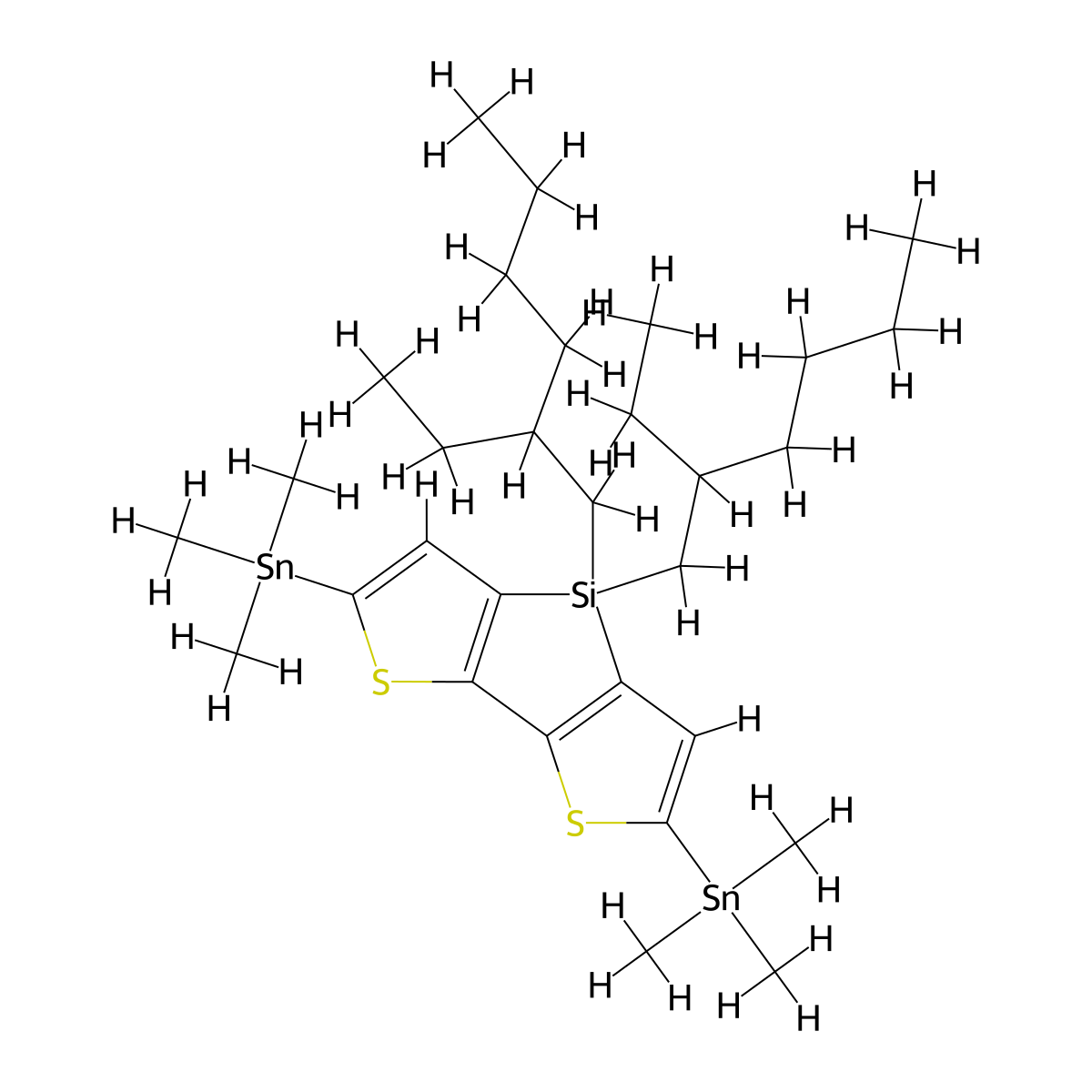 4,4'-Bis(2-ethylhexyl)-5,5'-bis(trimethyltin)-dithieno[3,2-b:2,3-d]silole molecular structure, CAS 1089687-06-8