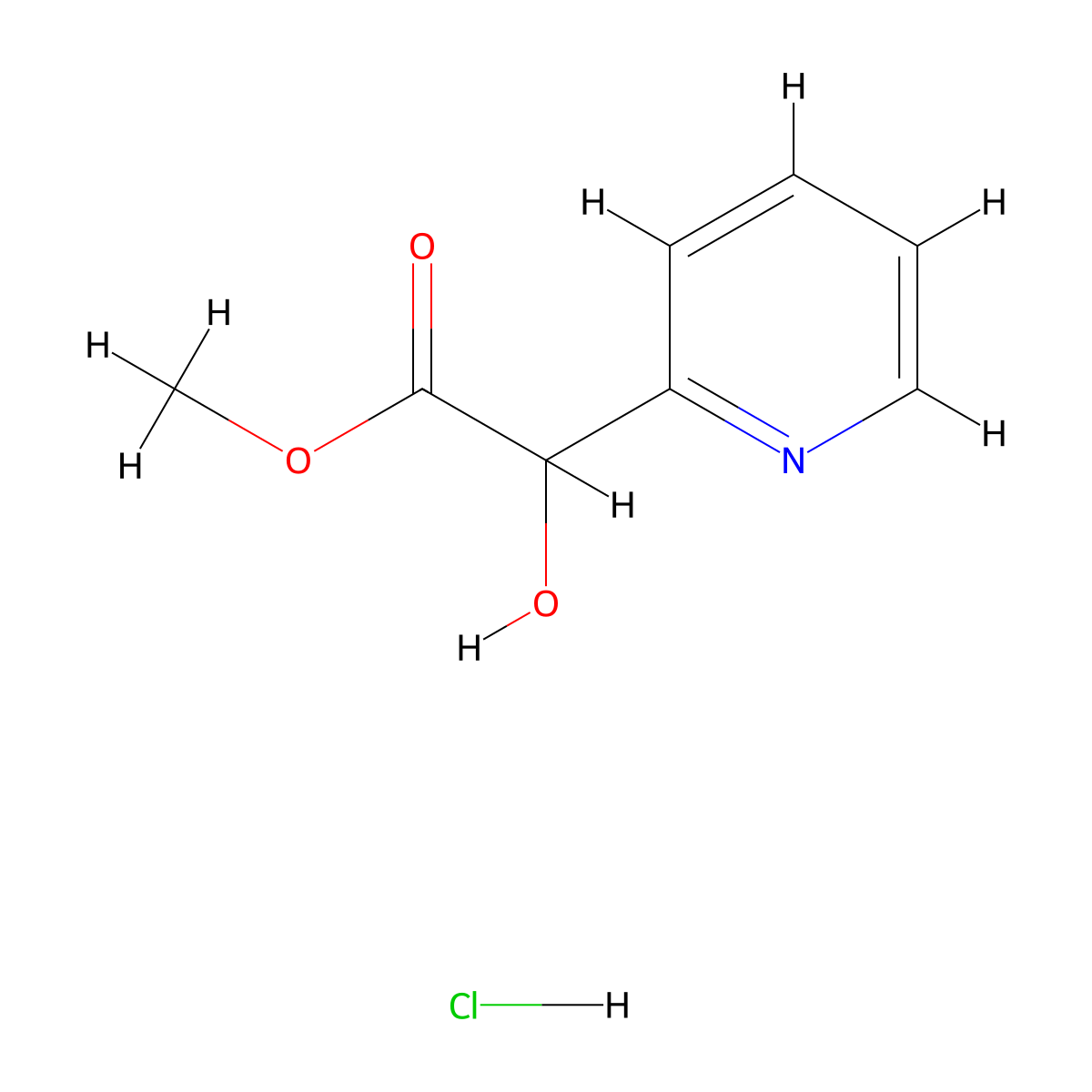 Methyl 2-hydroxy-2-(pyridin-2-yl)acetate hydrochloride molecular structure, CAS 1089687-74-0