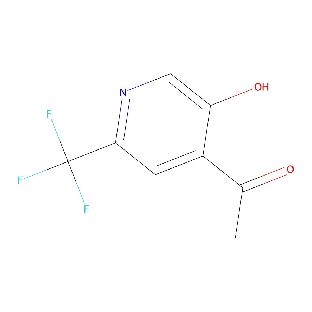 1-(5-Hydroxy-2-(trifluoromethyl)pyridin-4-yl)ethanone molecular structure, CAS 1089707-42-5