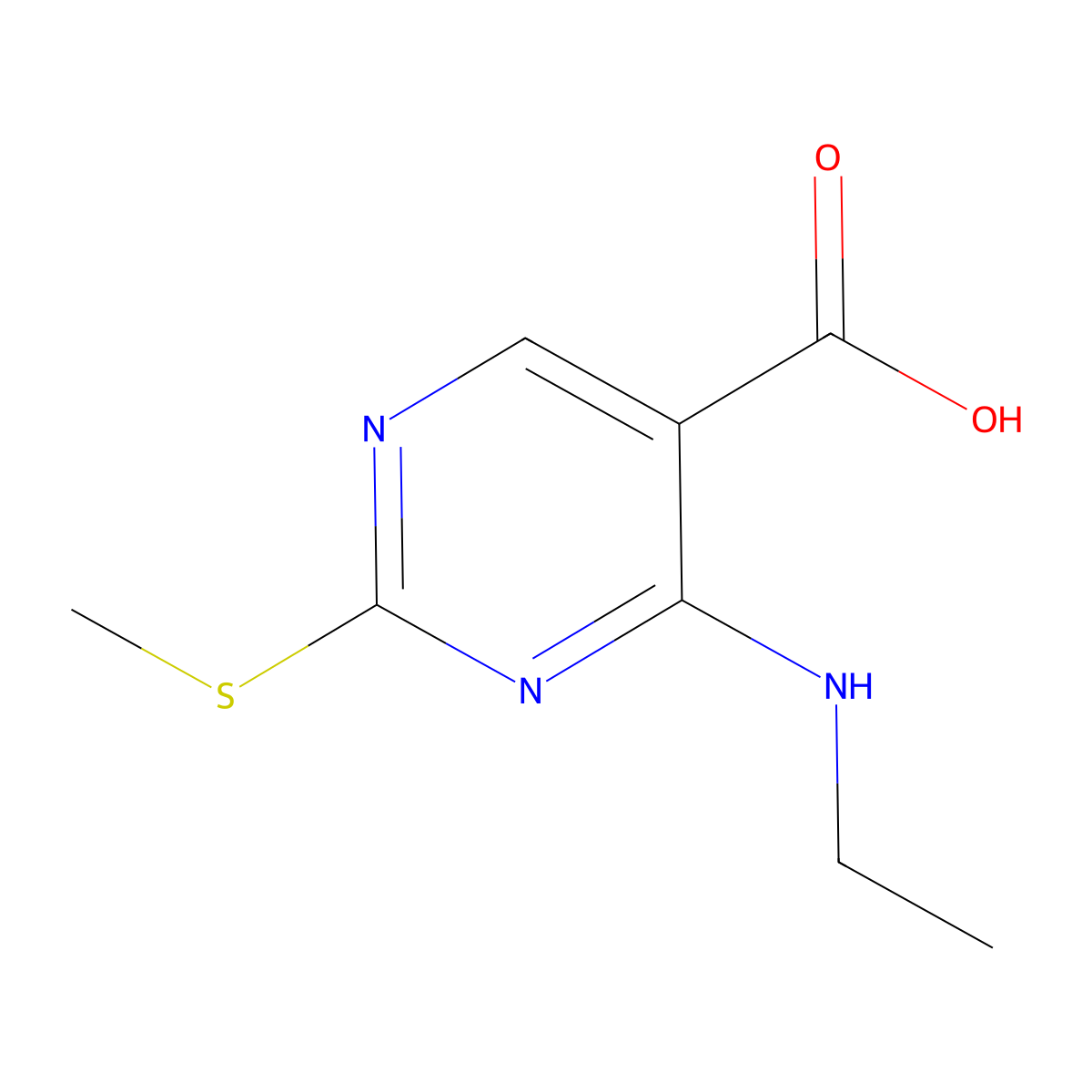 4-Ethylamino-2-methylthiopyrimidine-5-carboxylic acid molecular structure, CAS 1089724-08-2