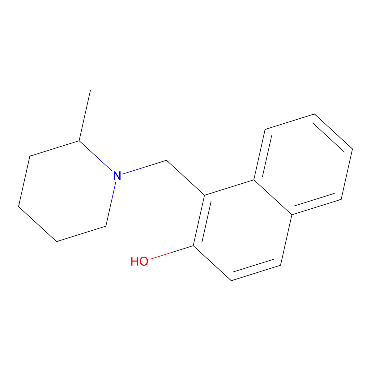 2-Naphthol, 1-((2-methylpiperidino)methyl)- molecular structure, CAS 108975-37-7