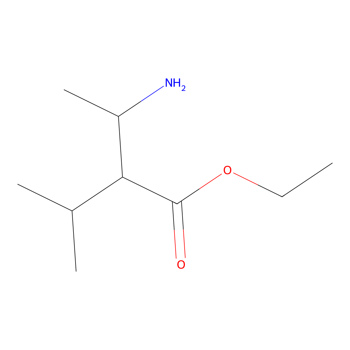 Ethyl 3-amino-2-(propan-2-yl)butanoate molecular structure, CAS 1089761-75-0
