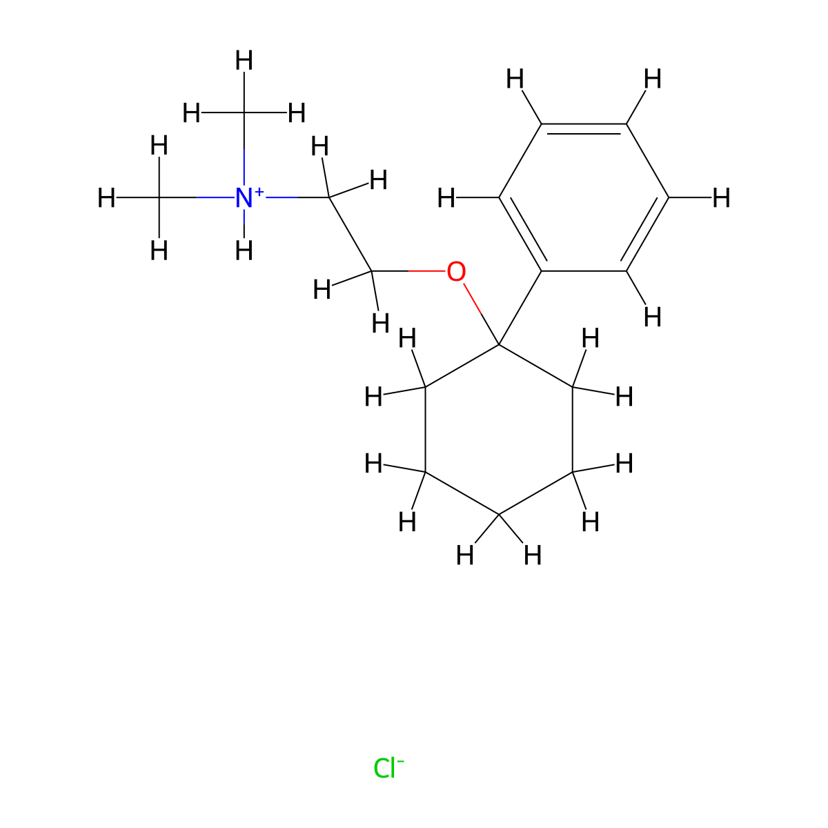 Ethylamine, N,N-dimethyl-2-((1-phenylcyclohexyl)oxy)-, hydrochloride molecular structure, CAS 108982-92-9