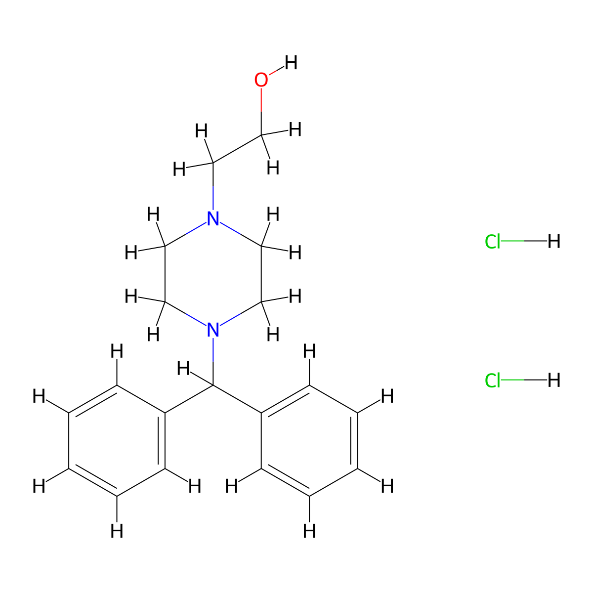 4-(Diphenylmethyl)-1-piperazineethanol dihydrochloride molecular structure, CAS 108983-83-1
