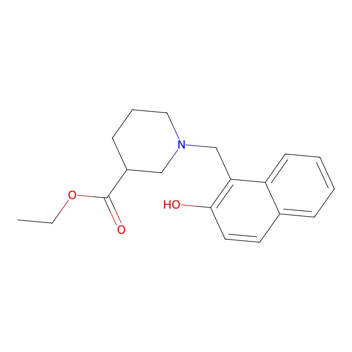 Nipecotic acid, 1-((2-hydroxy-1-naphthyl)methyl)-, ethyl ester molecular structure, CAS 108984-35-6