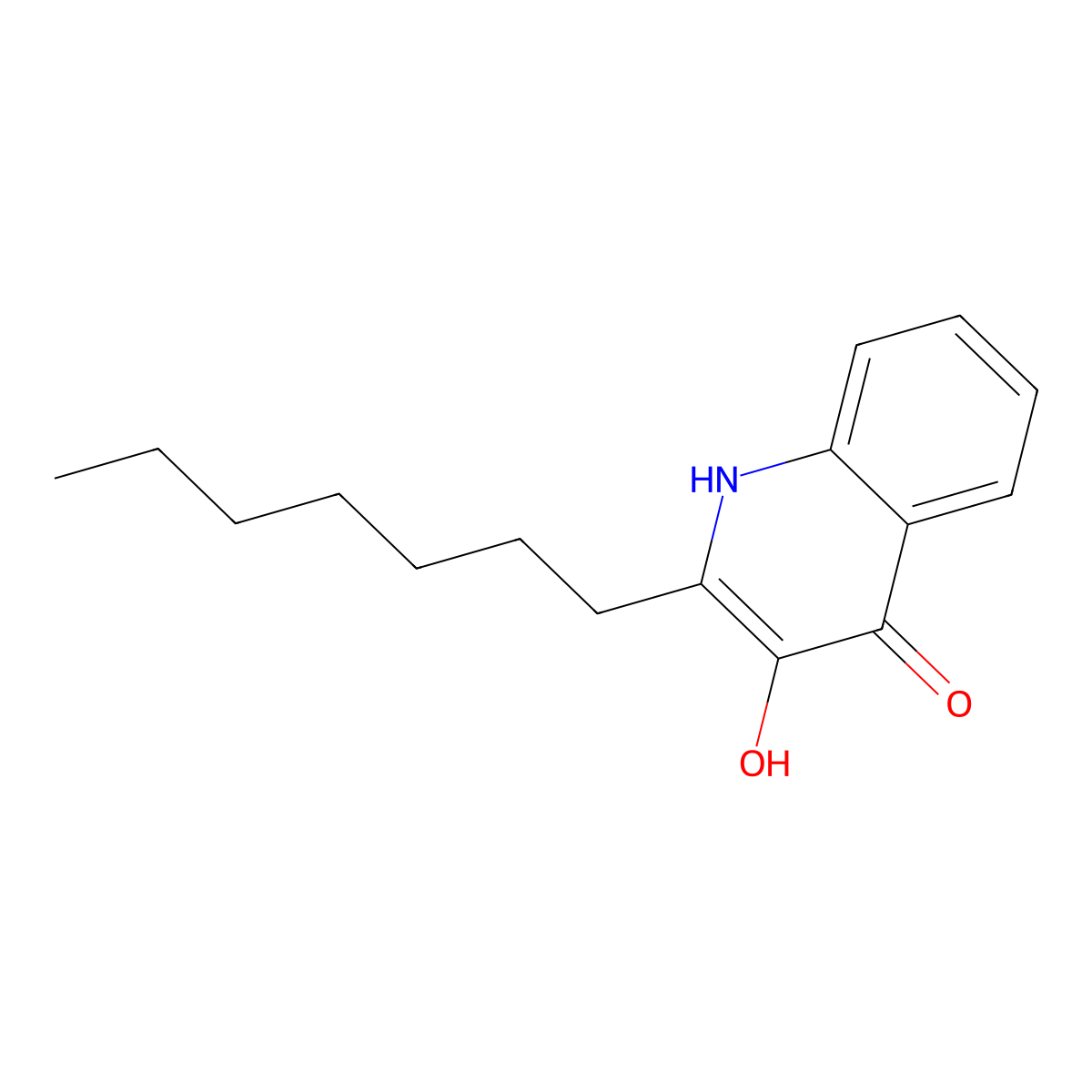 2-Heptyl-3-hydroxy-4-quinolone molecular structure, CAS 108985-27-9