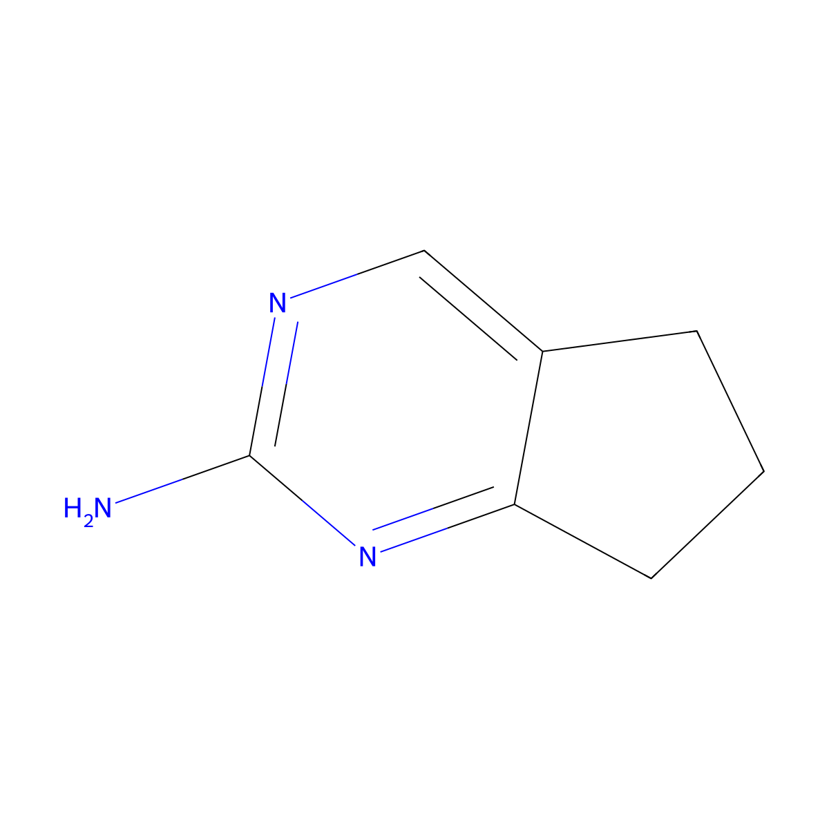 5H,6H,7H-cyclopenta(d)pyrimidin-2-amine molecular structure, CAS 108990-72-3