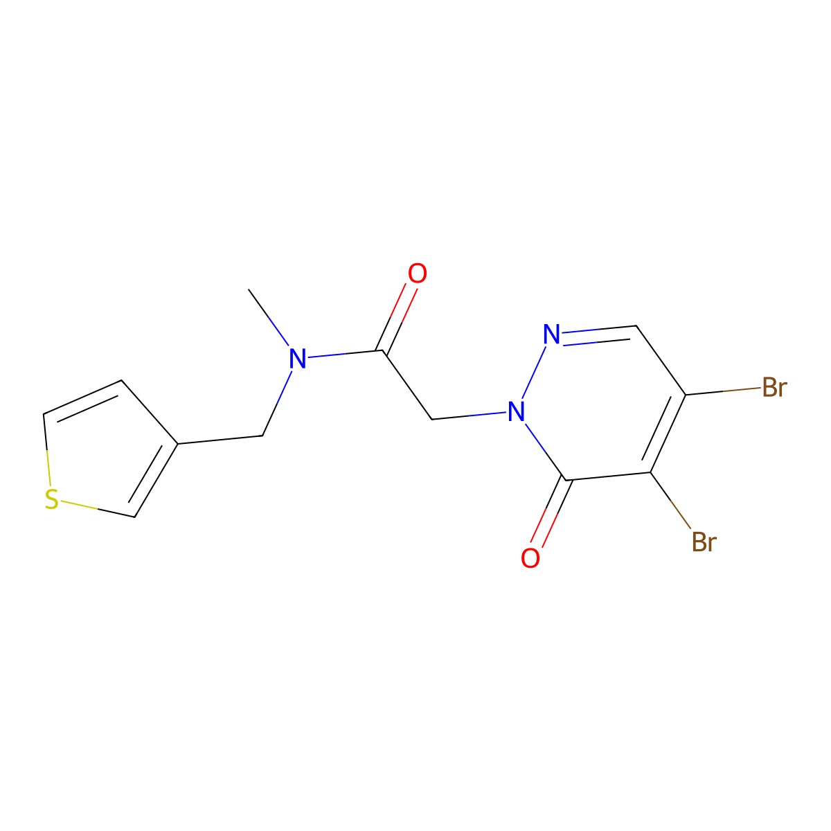 2-(4,5-Dibromo-6-oxo-1,6-dihydropyridazin-1-yl)-n-methyl-n-[(thiophen-3-yl)methyl]acetamide molecular structure, CAS 1089995-96-9