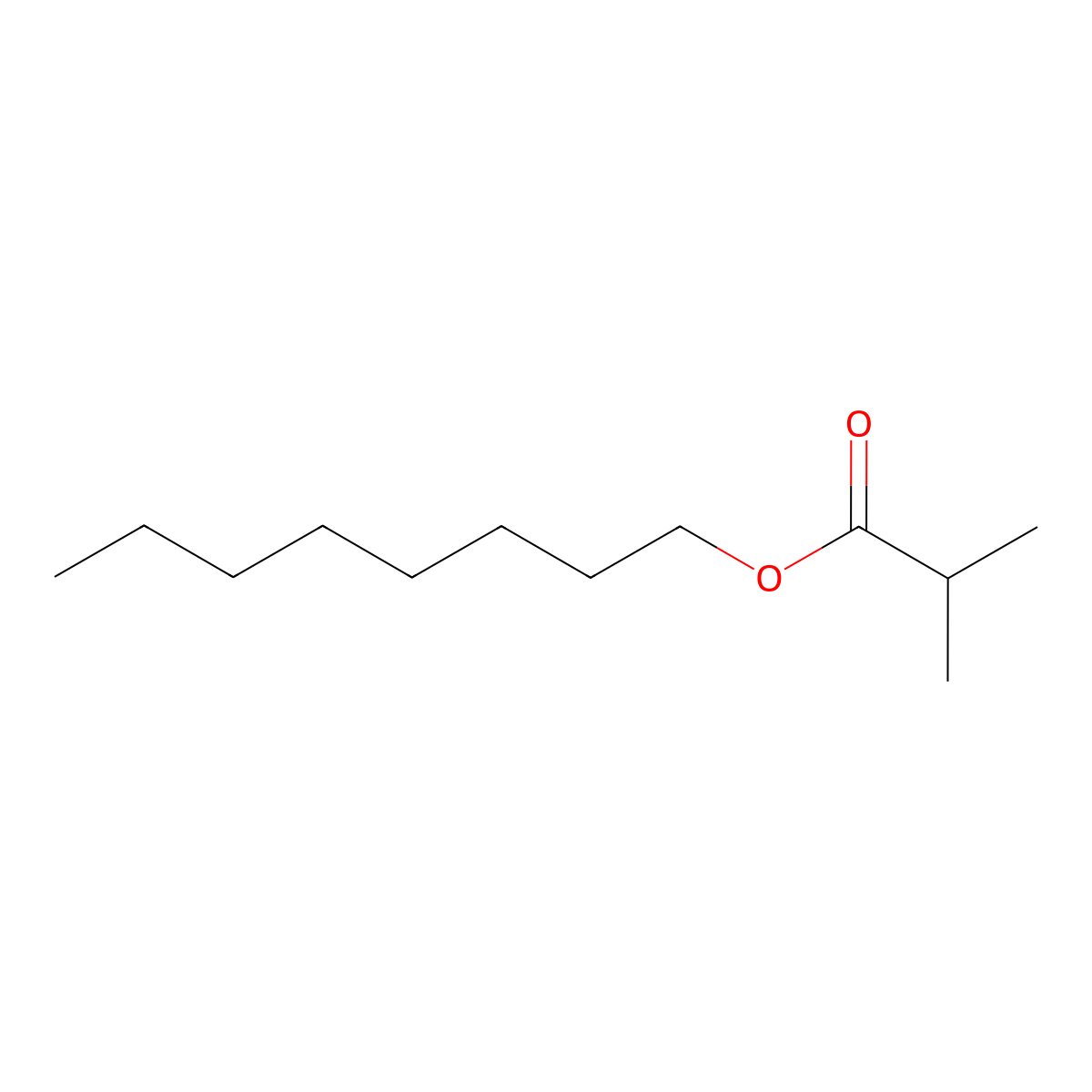 Octyl isobutyrate molecular structure, CAS 109-15-9