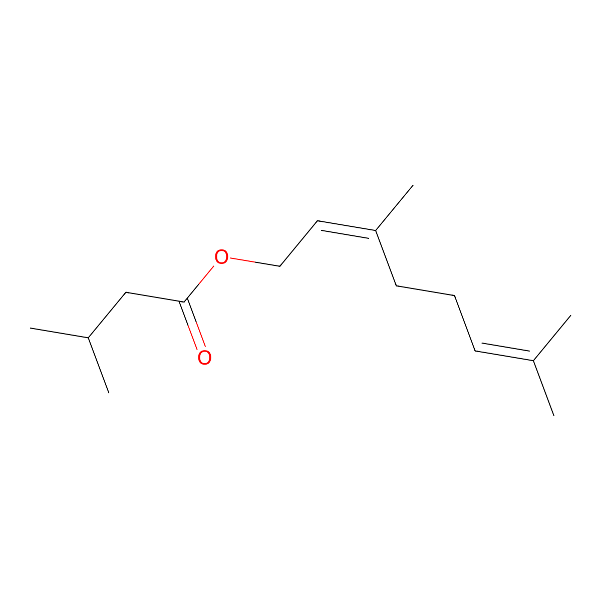 Geranyl isovalerate molecular structure, CAS 109-20-6