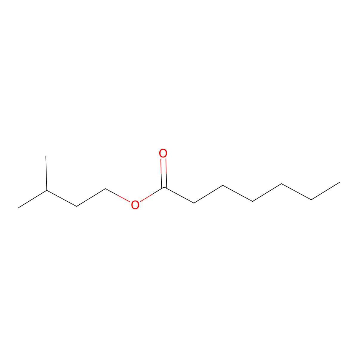 Isoamyl heptanoate molecular structure, CAS 109-25-1