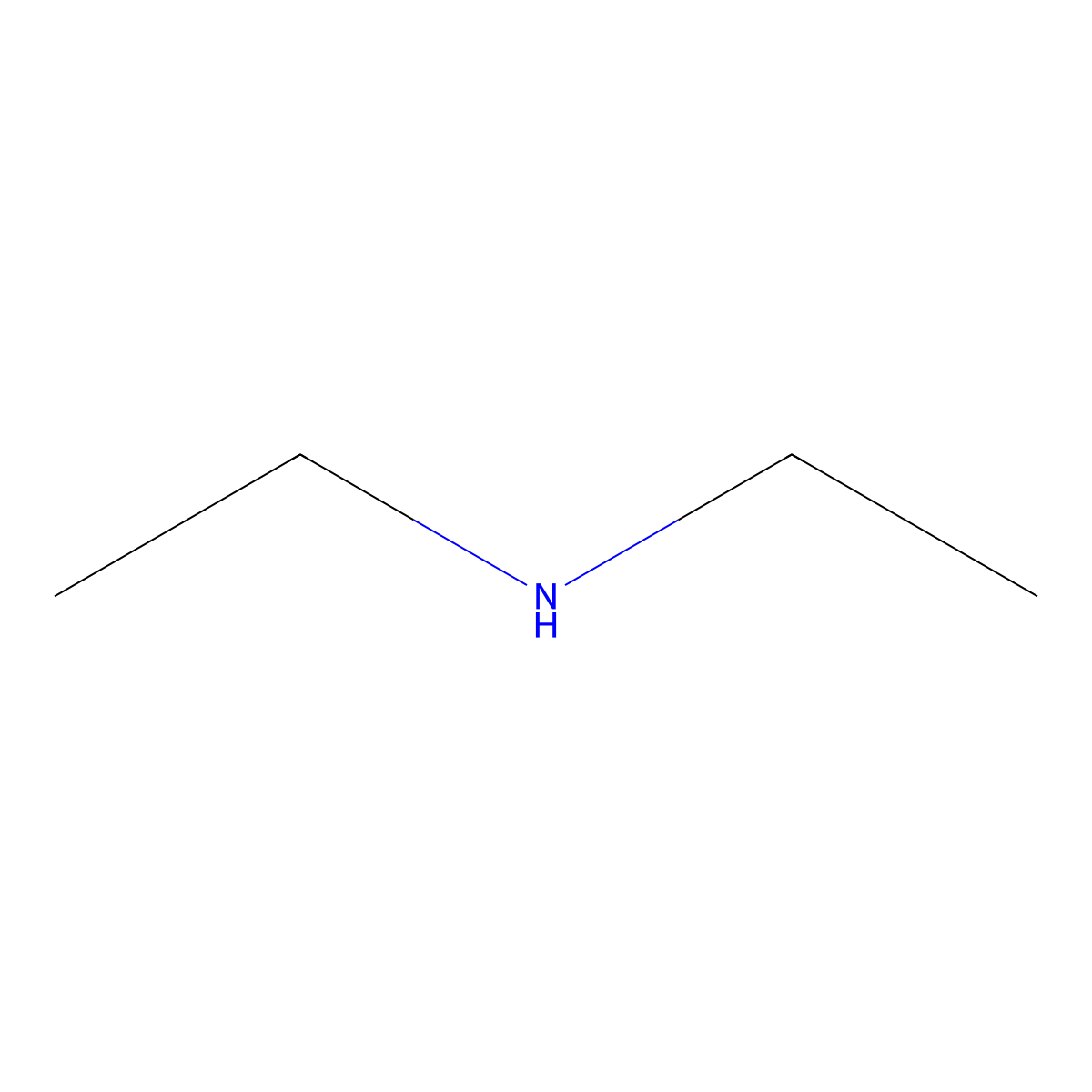 Diethylamine molecular structure, CAS 109-89-7