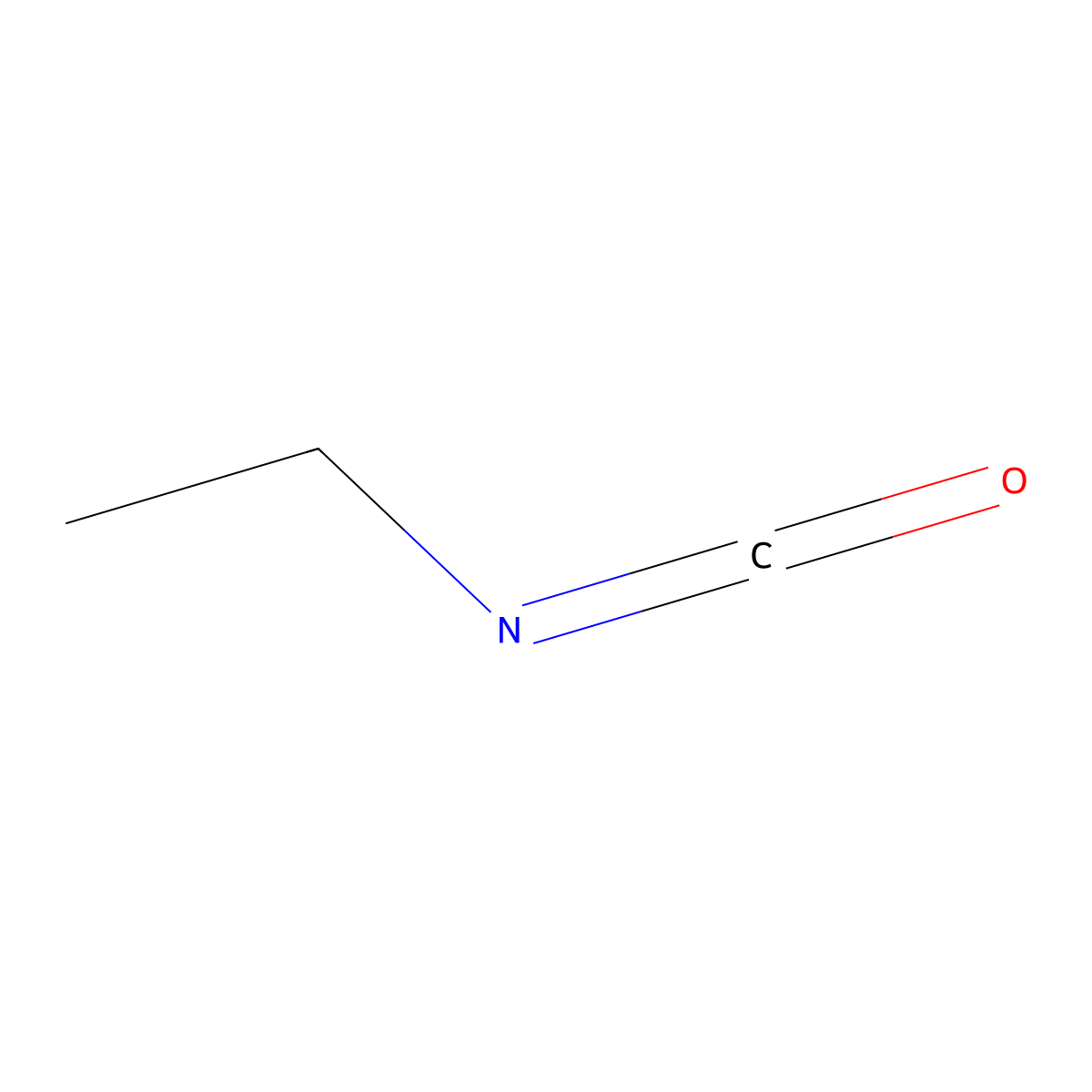 Ethyl isocyanate molecular structure, CAS 109-90-0