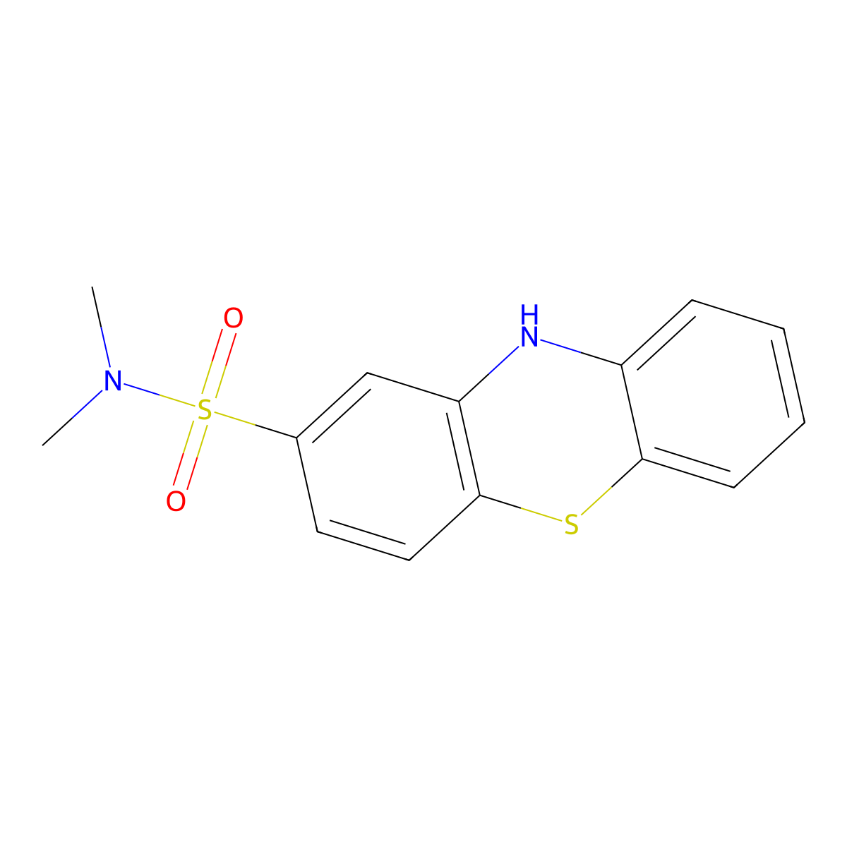 N,N-Dimethylphenothiazine-2-sulfonamide molecular structure, CAS 1090-78-4