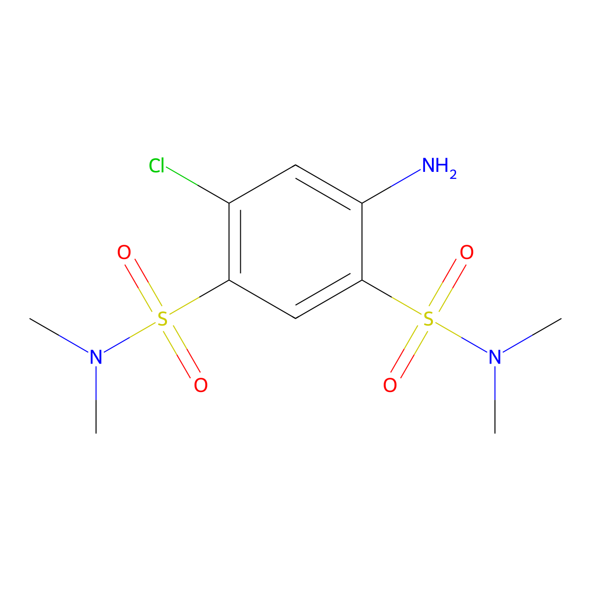 4-amino-6-chloro-N~1~,N~1~,N~3~,N~3~-tetramethyl-1,3-benzenedisulfonamide molecular structure, CAS 1090-97-7