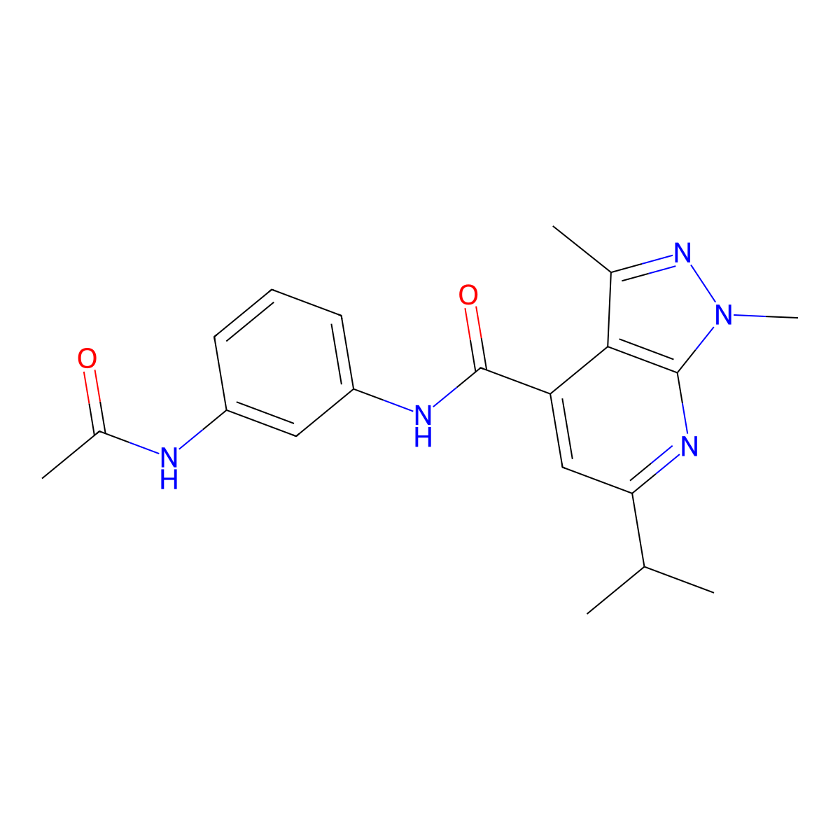 N-(3-acetamidophenyl)-1,3-dimethyl-6-(propan-2-yl)-1H-pyrazolo[3,4-b]pyridine-4-carboxamide molecular structure, CAS 1090010-48-2