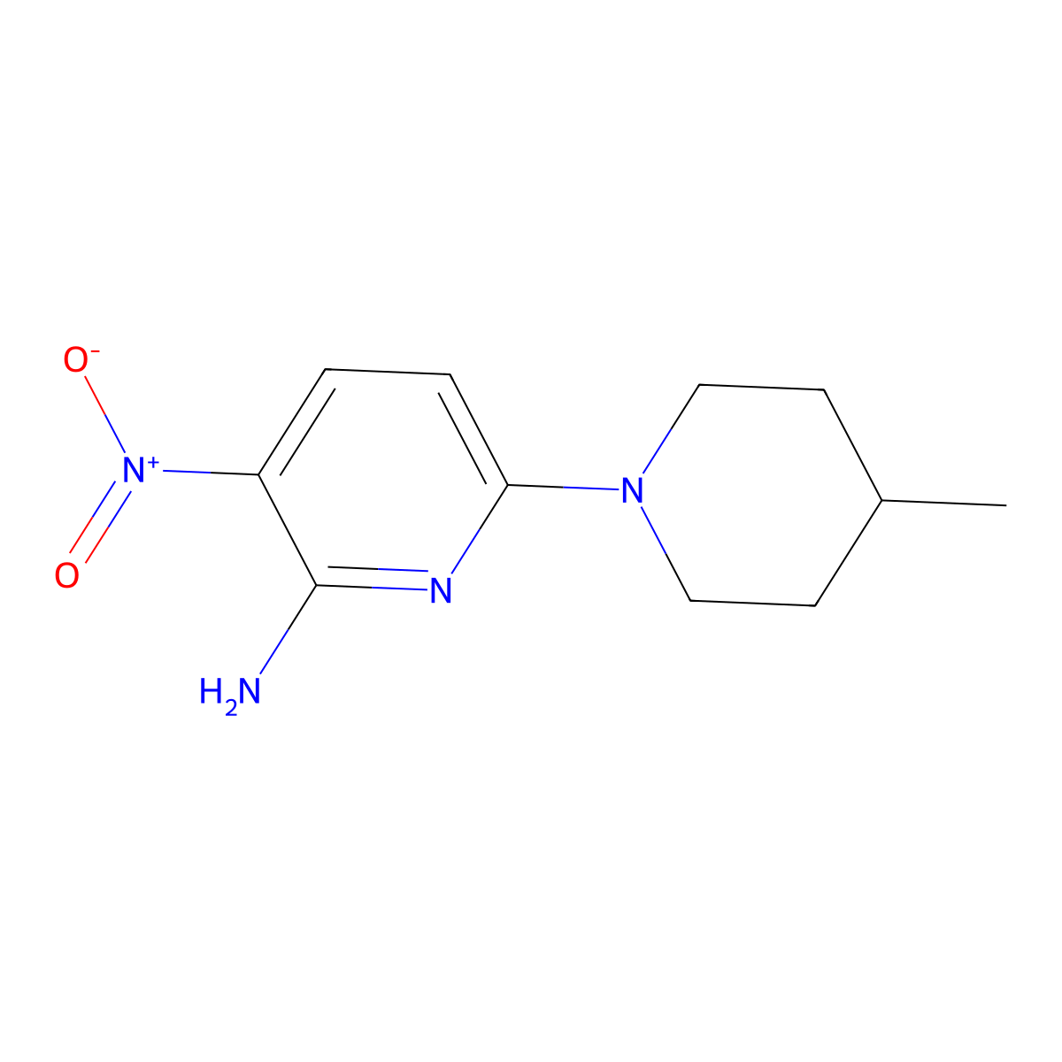 6-(4-Methylpiperidin-1-yl)-3-nitropyridin-2-amine molecular structure, CAS 1090016-15-1