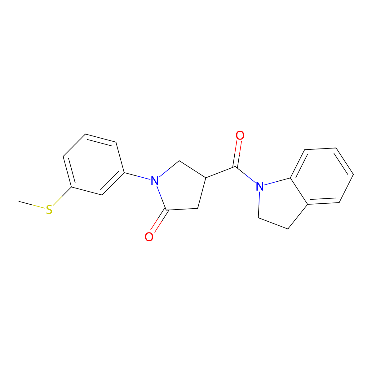 4-(2,3-dihydro-1H-indole-1-carbonyl)-1-[3-(methylsulfanyl)phenyl]pyrrolidin-2-one molecular structure, CAS 1090029-95-0