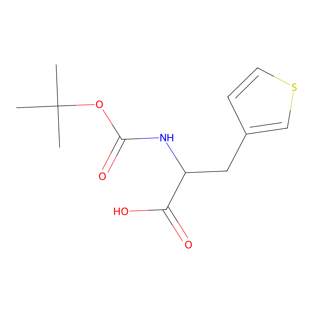 2-(((Tert-butoxy)carbonyl)amino)-3-(thiophen-3-yl)propanoic acid molecular structure, CAS 109007-59-2