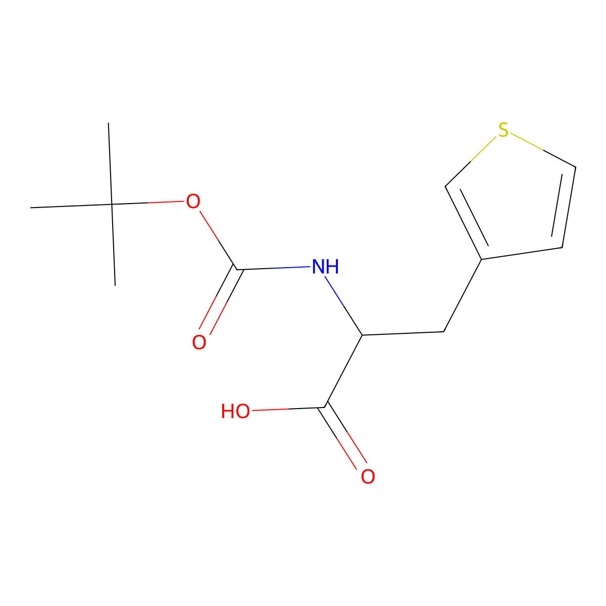 2-(((Tert-butoxy)carbonyl)amino)-3-(thiophen-3-yl)propanoic acid molecular structure, CAS 109007-59-2