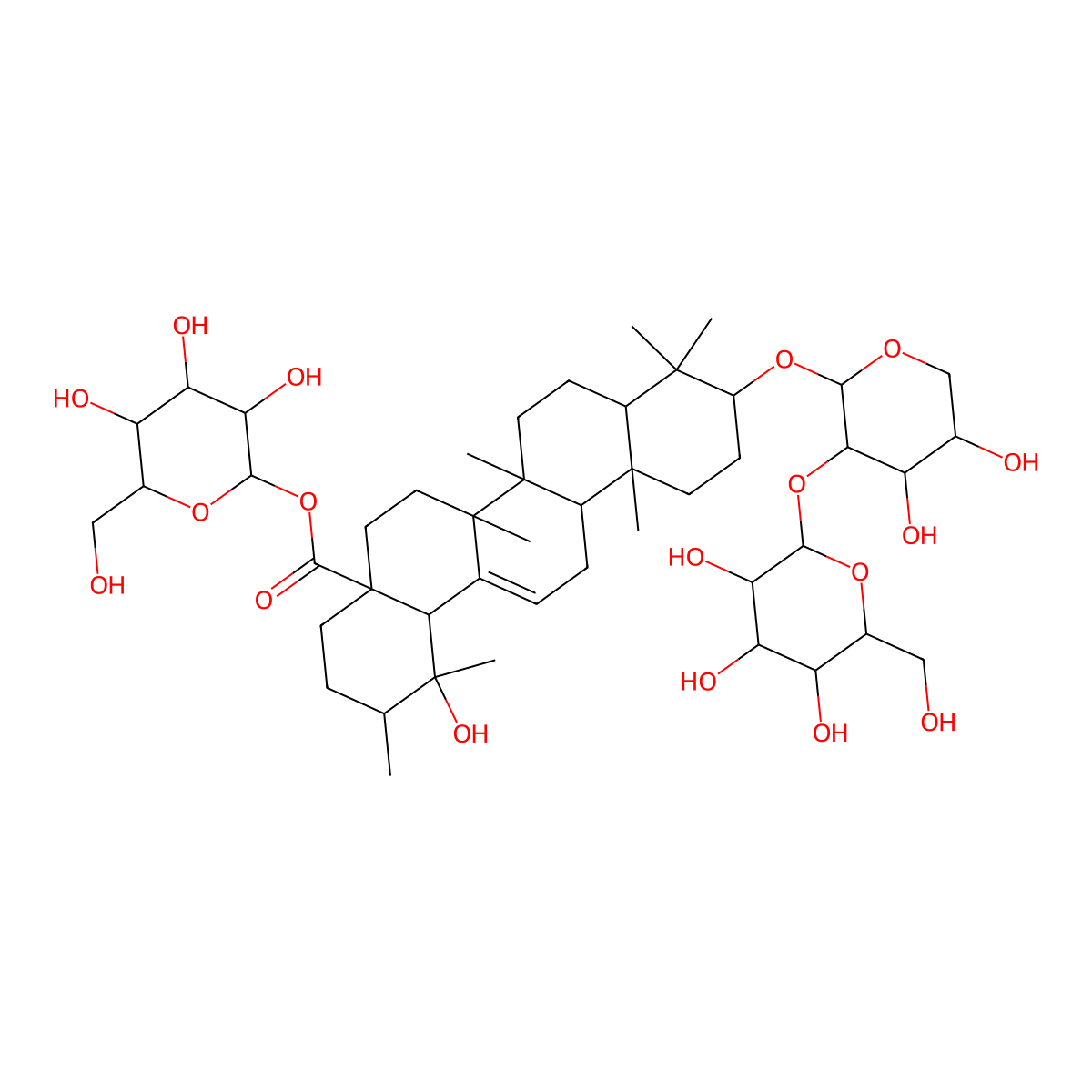 [3,4,5-Trihydroxy-6-(hydroxymethyl)oxan-2-yl] 10-[4,5-dihydroxy-3-[3,4,5-trihydroxy-6-(hydroxymethyl)oxan-2-yl]oxyoxan-2-yl]oxy-1-hydroxy-1,2,6a,6b,9,9,12a-heptamethyl-2,3,4,5,6,6a,7,8,8a,10,11,12,13,14b-tetradecahydropicene-4a-carboxylate molecular structure, CAS 109008-26-6