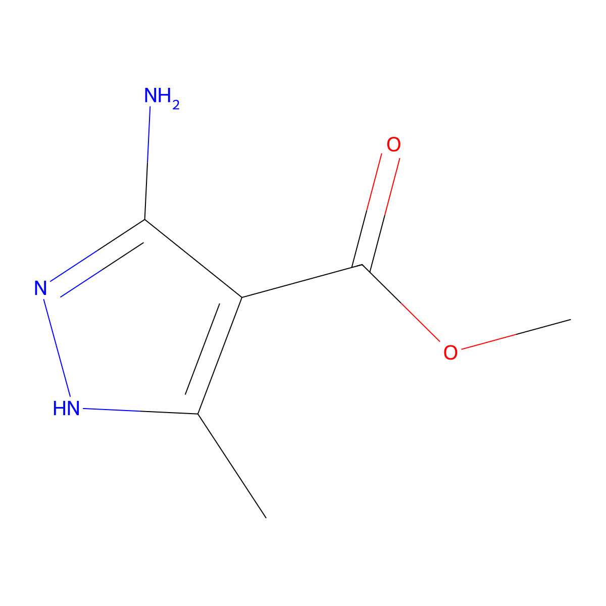 methyl 5-amino-3-methyl-1H-pyrazole-4-carboxylate molecular structure, CAS 109012-96-6