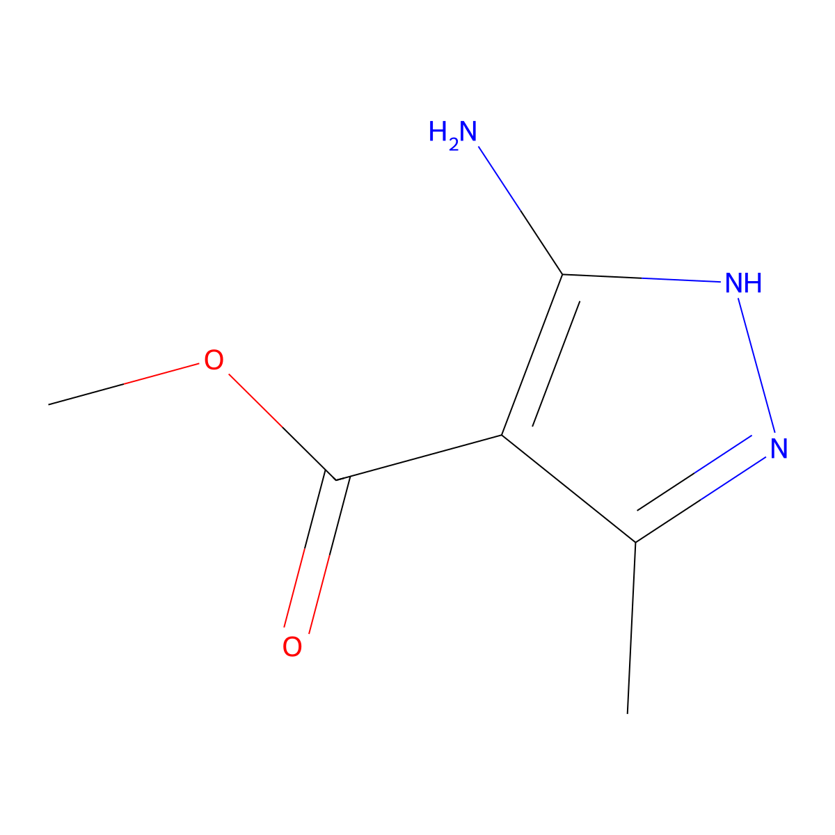 methyl 5-amino-3-methyl-1H-pyrazole-4-carboxylate molecular structure, CAS 109012-96-6