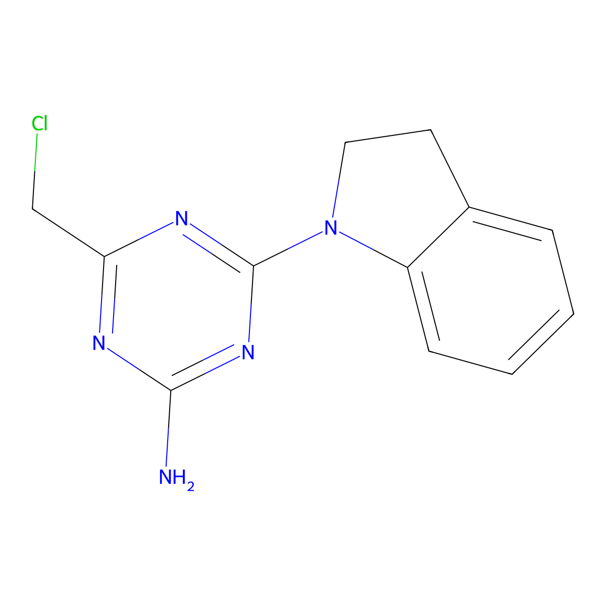 4-(chloromethyl)-6-(2,3-dihydro-1H-indol-1-yl)-1,3,5-triazin-2-amine molecular structure, CAS 109018-78-2