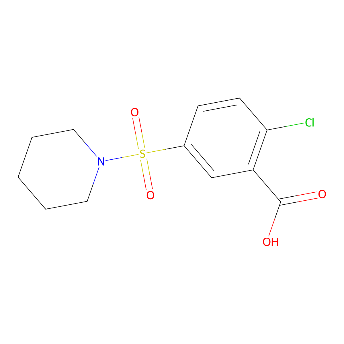 2-Chloro-5-(piperidine-1-sulfonyl)benzoic acid molecular structure, CAS 109029-95-0