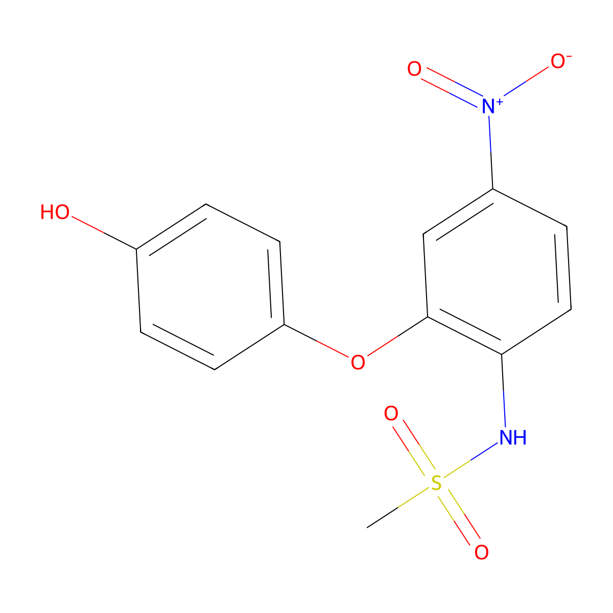 4-Nitro-2-(4'-hydroxyphenoxy)methanesulfonanilide molecular structure, CAS 109032-22-6