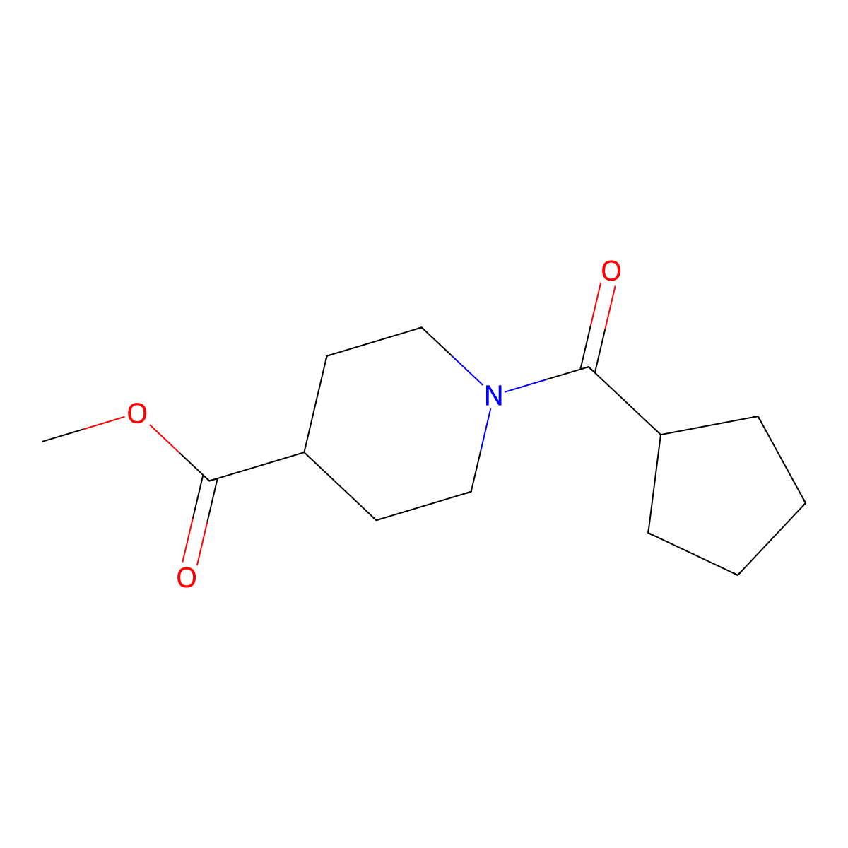 Methyl 1-cyclopentanecarbonylpiperidine-4-carboxylate molecular structure, CAS 1090337-46-4