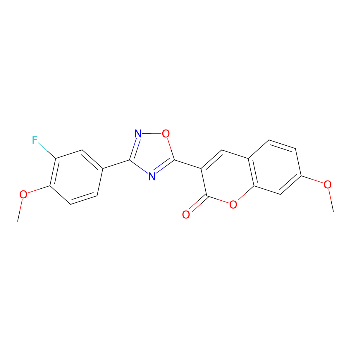 3-[3-(3-fluoro-4-methoxyphenyl)-1,2,4-oxadiazol-5-yl]-7-methoxy-2H-chromen-2-one molecular structure, CAS 1090347-14-0
