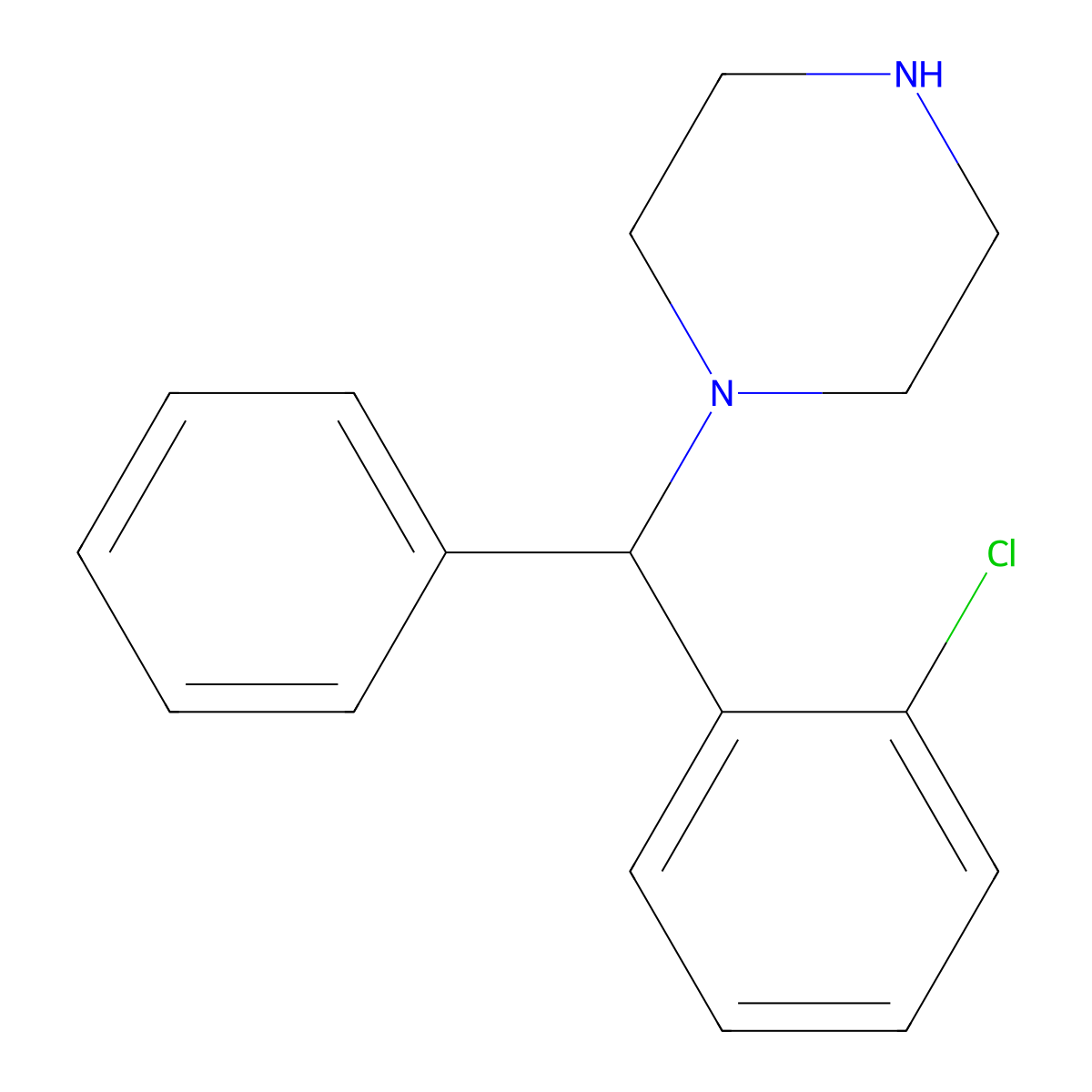 1-[(2-Chlorophenyl)(phenyl)methyl]piperazine molecular structure, CAS 109036-15-9