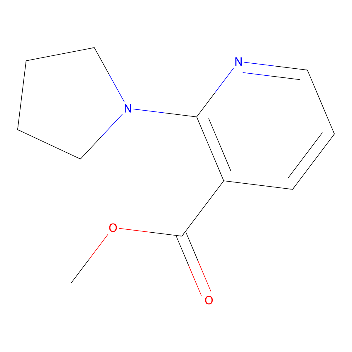 Methyl 2-pyrrolidin-1-ylpyridine-3-carboxylate molecular structure, CAS 1090360-60-3