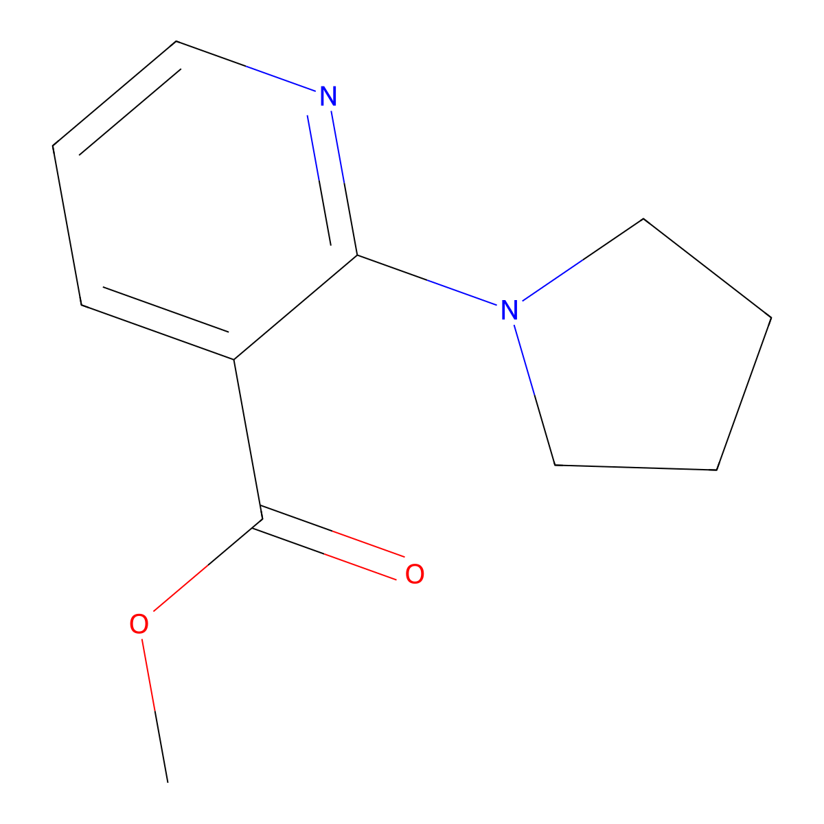 Methyl 2-pyrrolidin-1-ylpyridine-3-carboxylate molecular structure, CAS 1090360-60-3