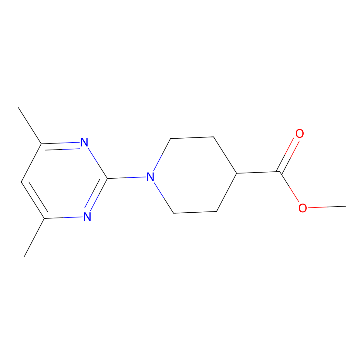 Methyl 1-(4,6-dimethylpyrimidin-2-yl)piperidine-4-carboxylate molecular structure, CAS 1090361-66-2