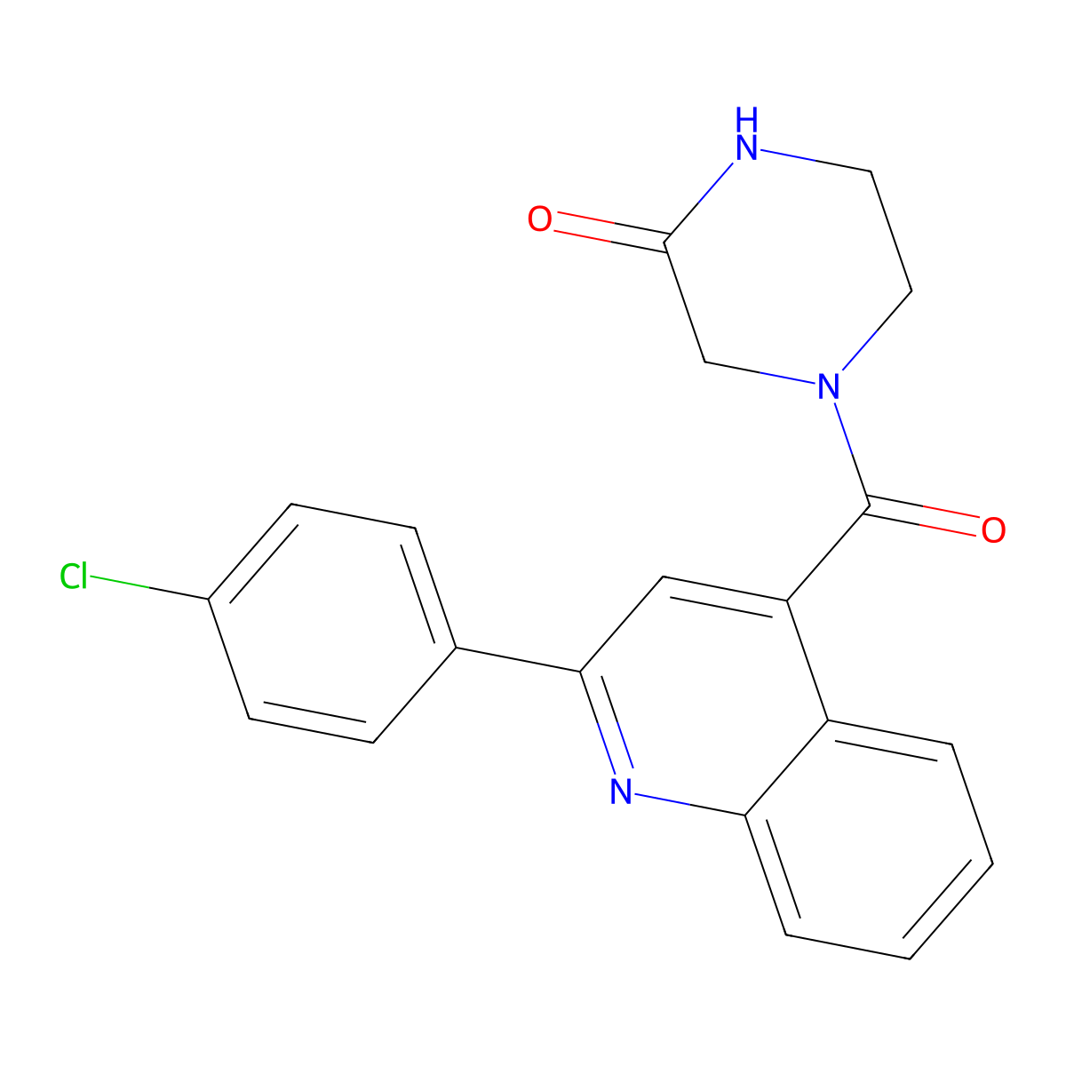 4-[2-(4-Chlorophenyl)quinoline-4-carbonyl]piperazin-2-one molecular structure, CAS 1090381-16-0